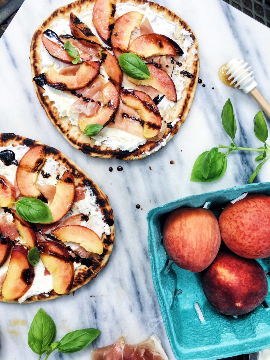 peach and goat cheese flatbread